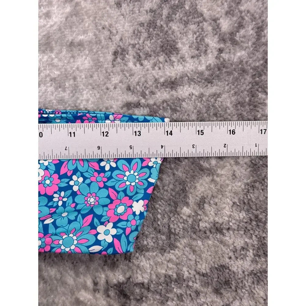 Frankies Bikinis One Piece Swimsuit Medium Womens Blue Floral Cutout